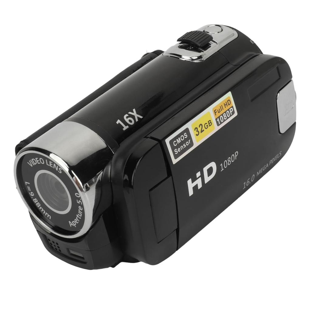 Digital Camera HD 1080P 16MP 2.4-inch Rotatable Screen Video Camera with 16X Zoom Recorder and Fill Light (Black)