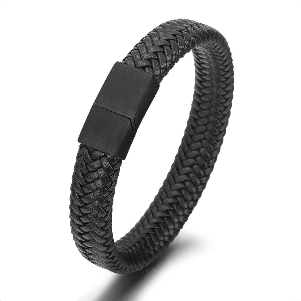 Gold Matte Hand-Woven Cable Knit Men's Stainless Steel Bracelet