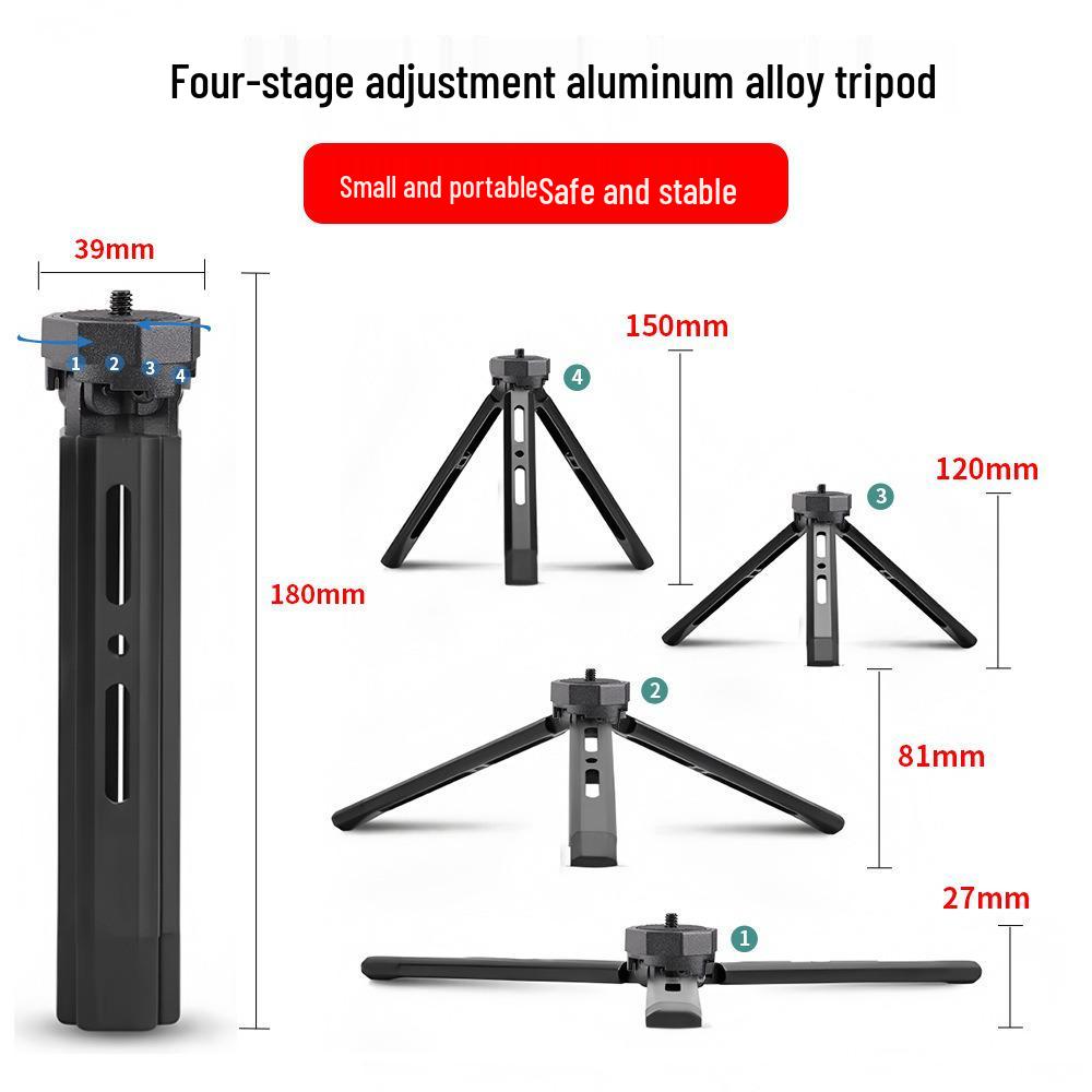 Adjustable Aluminum Camera Tripod: Four-Stage Portable Desktop & Mobile Phone Holder