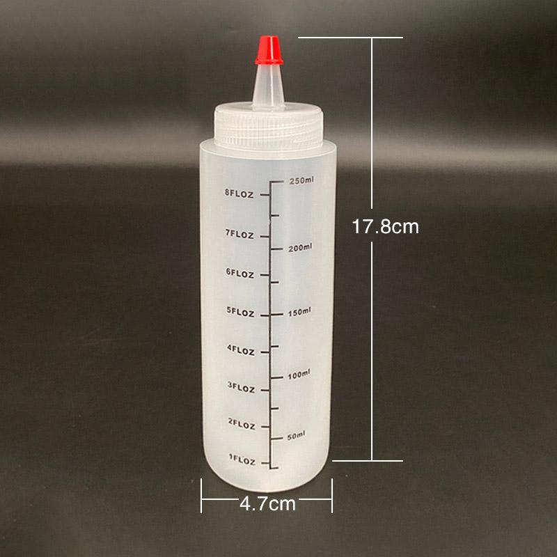 120/250/450ml Plastic Needle-nosed Scale Squeeze Bottle Squeezable Bottle With Leak-proof For Kitchen Salad Sauce Squeeze Bottle