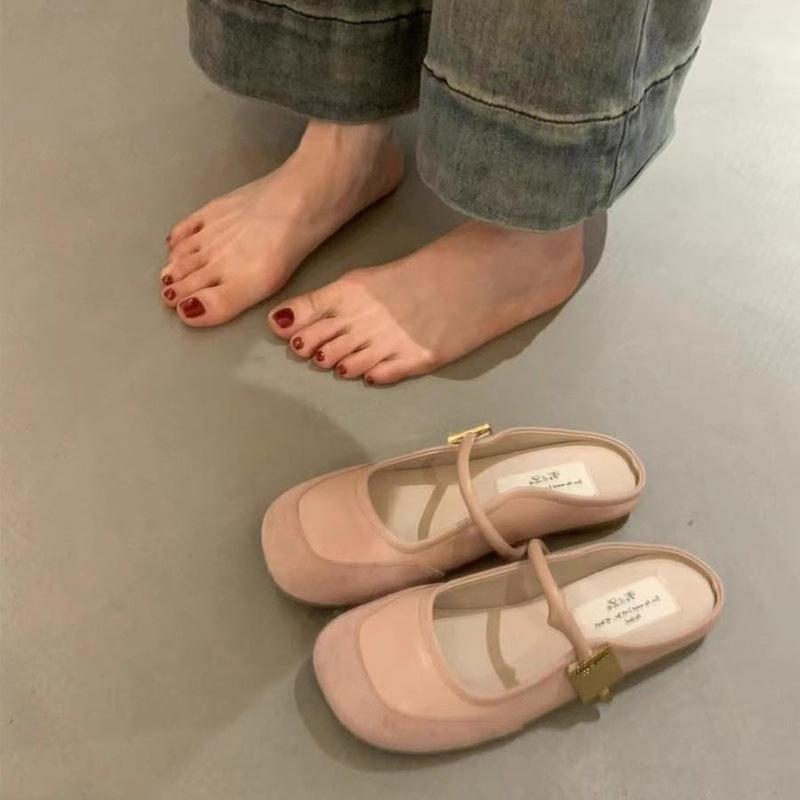 Fan Jieya rode Mary Jane schoenen damesschoenen 2025 lente en herfst nieuw ronde neus zachte zool één bandje met lage wreef Franse enkellaarsjes