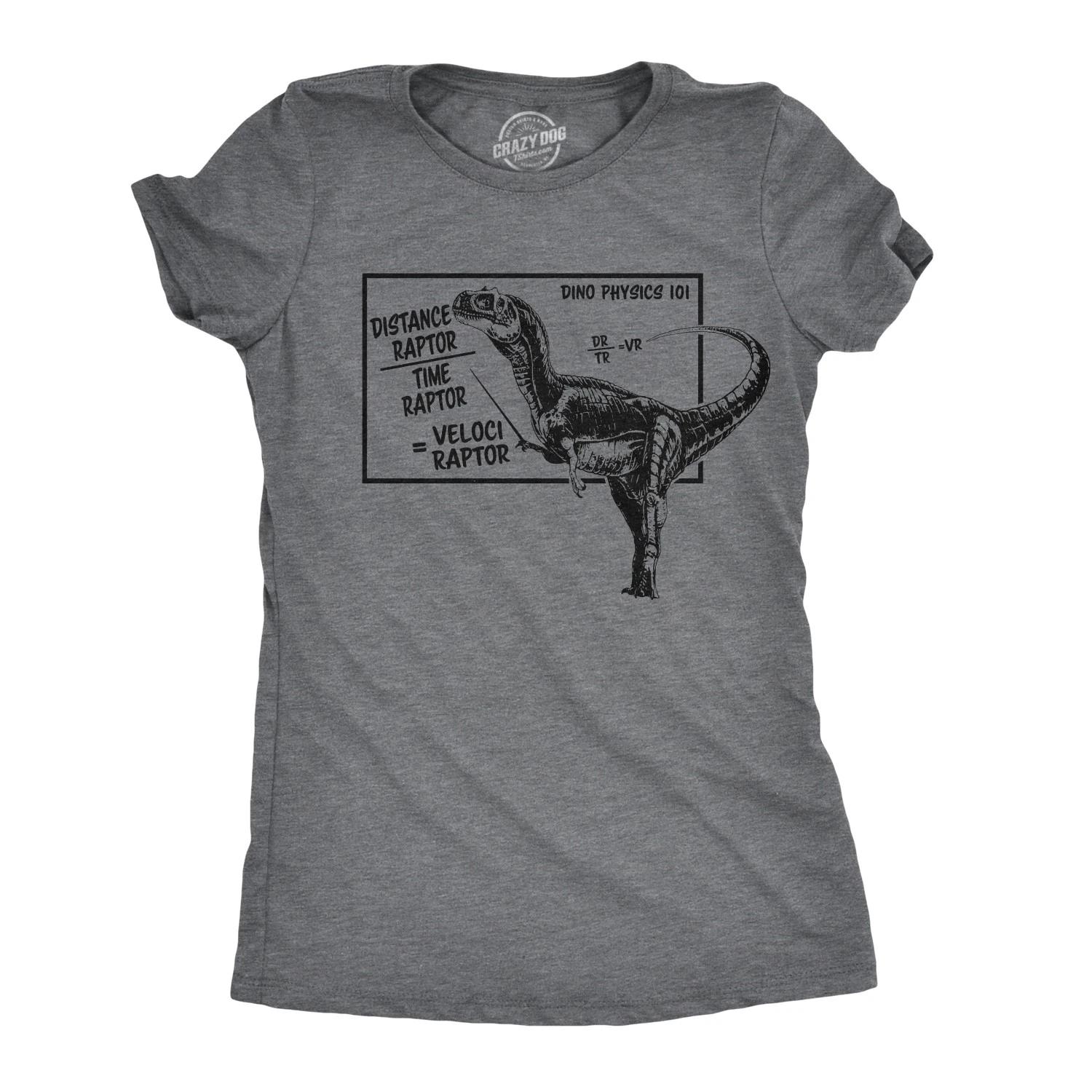 Womens Velociraptor T shirt Cute Funny Dinosaur Cool Graphic Tee for Ladies M