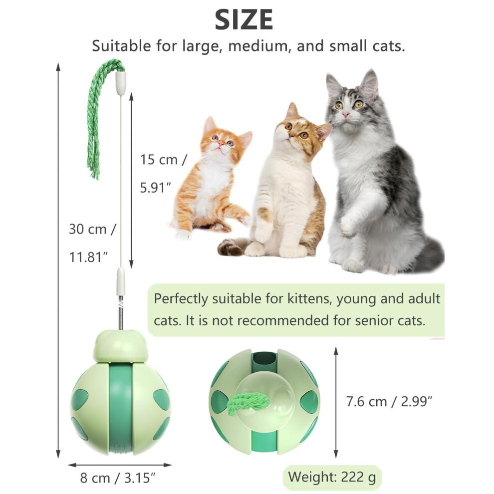 CyunCmay Tumbler Cat Toys, Durable Cat Toys for Indoor Cats Adult, Balance Car Kitten Toys, Interactive Cat Toy with Teaser Wand/Treat Dispenser, Cat