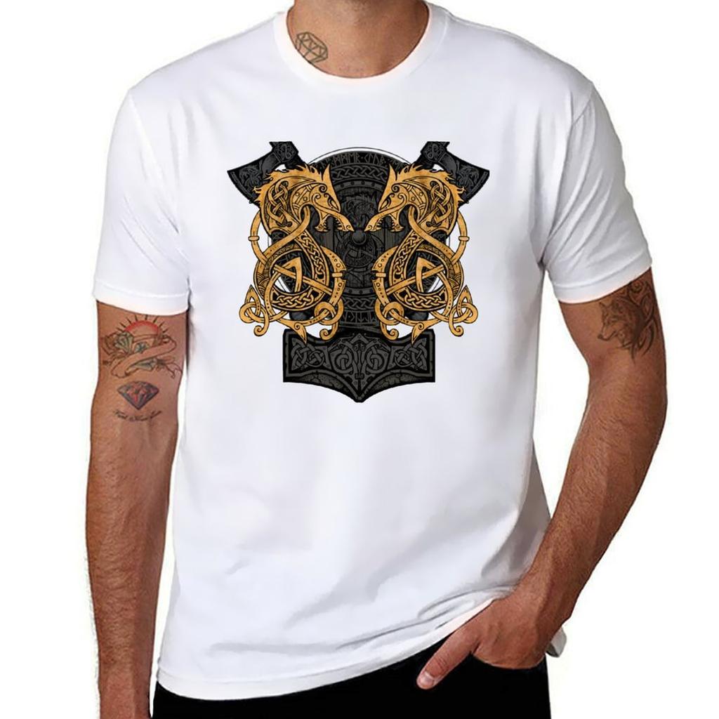 Fighting Fenrir Gold T-Shirt Arbeit Outdoor Kurzarm T-Shirt