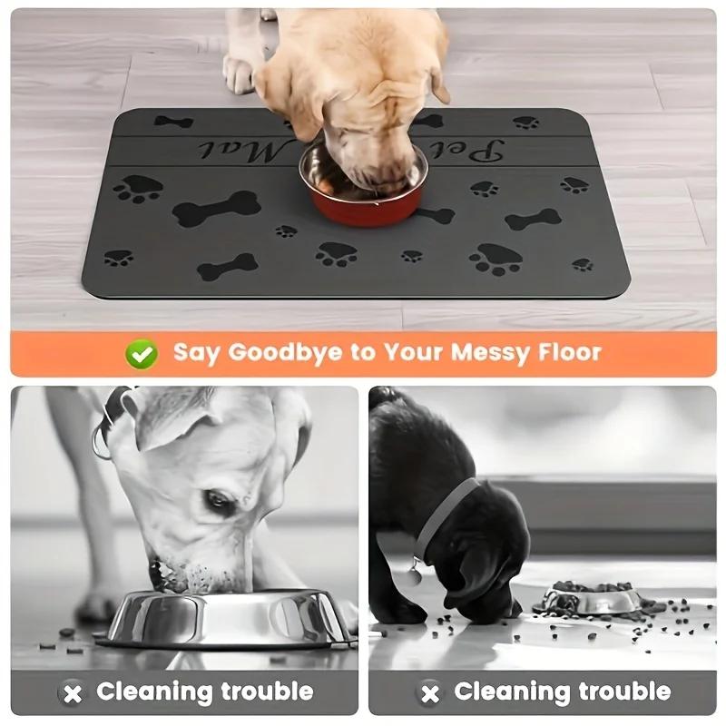 Absorbent Pet Placemat For Pets,Pet Feeding Mat For Food And Water Bowl,Waterproof Rubber Backing Quick Dry Water Dispenser Mat