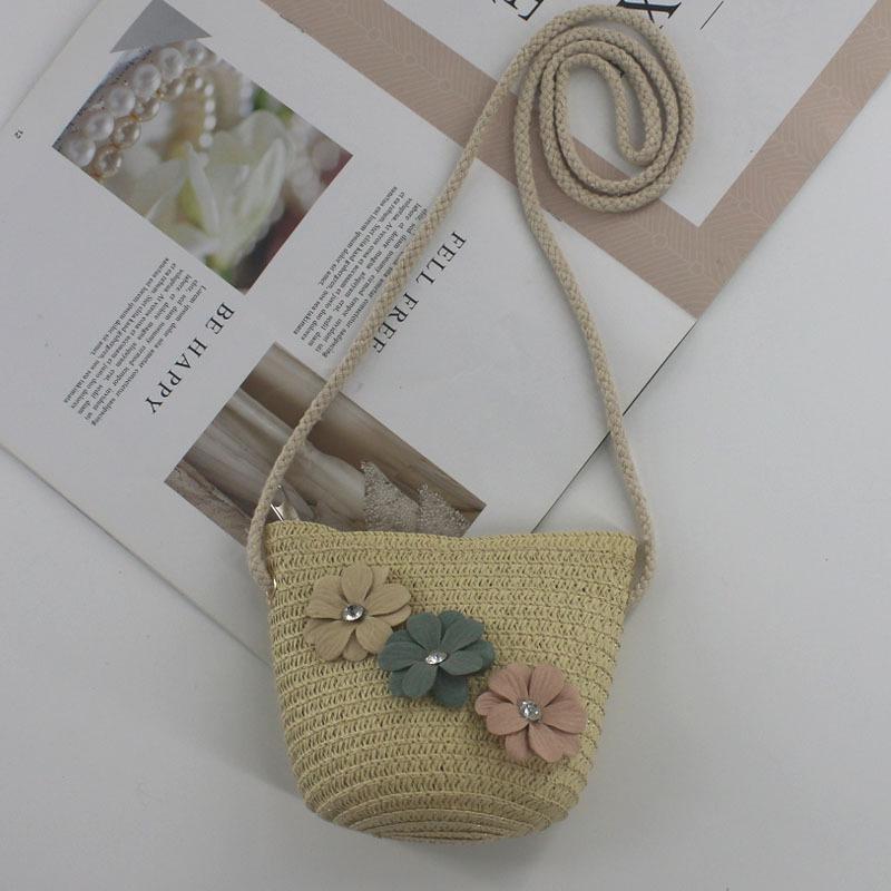 2025 Cute Summer Kids' Mini Woven Wheat Straw Crossbody Beach Bag