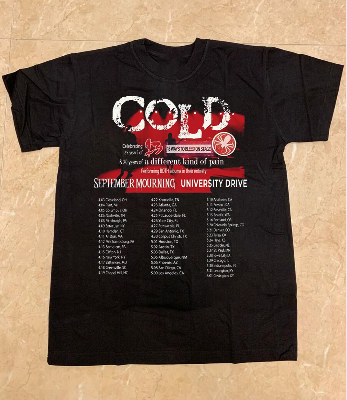 Cold Band Celebrating 25 Years Tour Dates 2025 T Shirt Black K598 XXXL