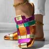 Hot - Selling Streetwear - Style Sandals | Colorful Snakeskin Woven Slides with Gold Cuban Anklets