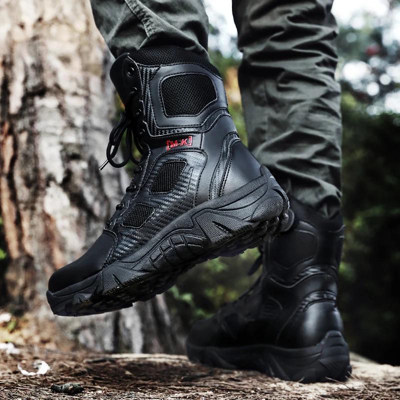 Fashion Outdoor Waterproof Safety Shoes Security Steel Toe Cap Men's Boots Working Steel Toe Anti-Smashing Men's Work Boots Zapatillas