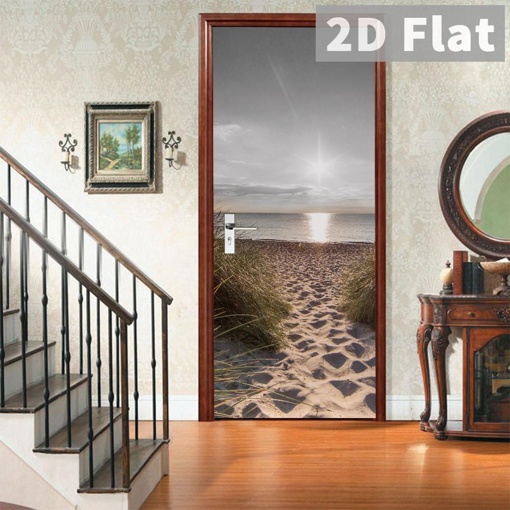 76Style 77/90cm Self-Adhesive Door Stickers Removable Wall Sticker Scenery Wallpaper Stone Stair Murals for Doors Modern Home Decor