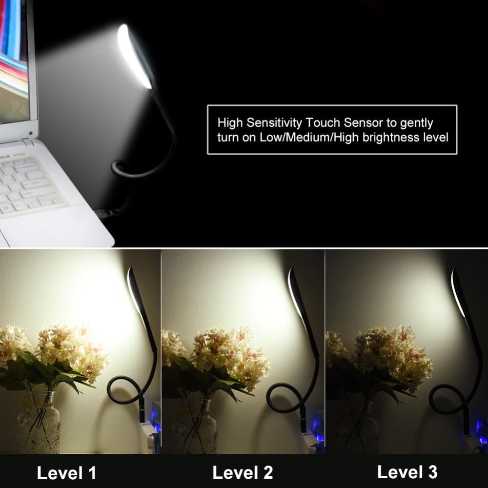 USB Mini LED Light Portable Laptops Touch Sensor Dimmable Table Desk Lamp for Power Bank Camping PC Laptops Book Night Lighting