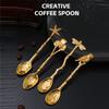 Retro Kovová Kávová Lžička Vážka Větve Listy Tvar Zmrzlina Dort Dezert Mléko Míchací Lžička Kuchyňské Gadžety Nádobí