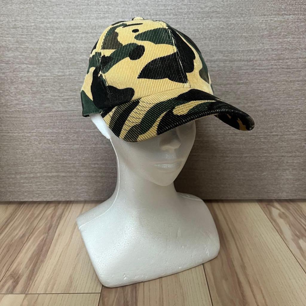 Used A BATHING APE corduroy baseball cap camo camouflage