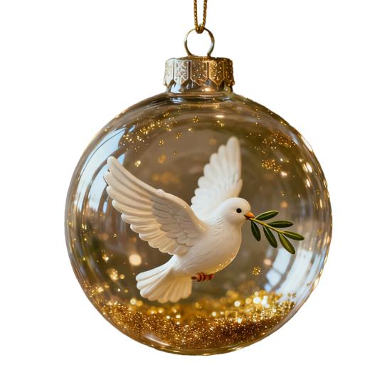 Yousheng Bird Christmas Tree Ornament Handcrafted Clear Plastic Ball Ornaments with 3D Lifelike Birds Memorial Keepsake Gifts for Holiday Home Decor