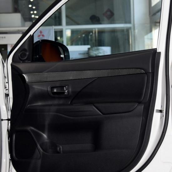 2Pcs Carbon Fiber Interior Front Door Panel Cover Trim For Mitsubishi Outlander