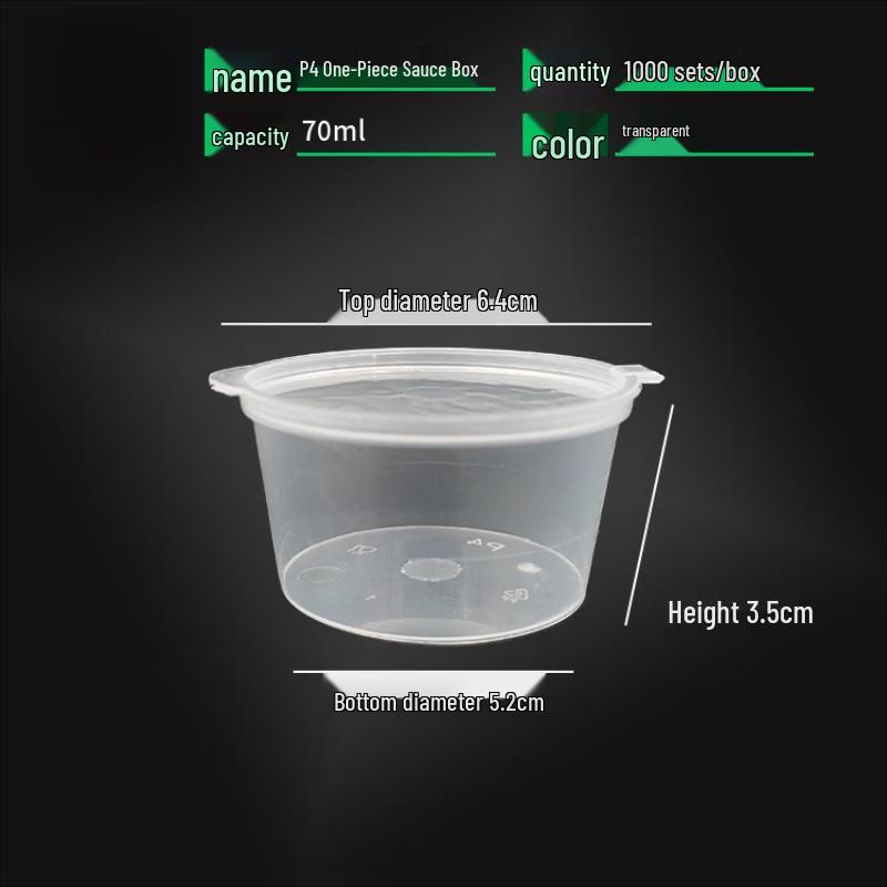 Disposable Plastic Sauce Containers with Attached Lids