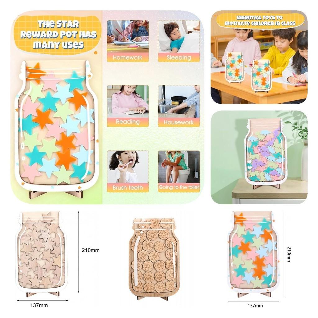 Reward Star Jar Incentive Jar Responsibility Wooden Routine Training Gift Kids