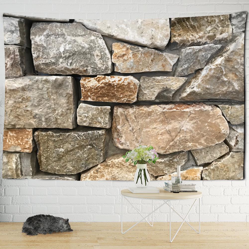 Szary Duży Kamień Gobelin Wiszący na Ścianie Sztuka Abstrakcyjna Hippie Tapiz Tajemniczy Estetyczny Pokój Dzienny Wystrój Domu