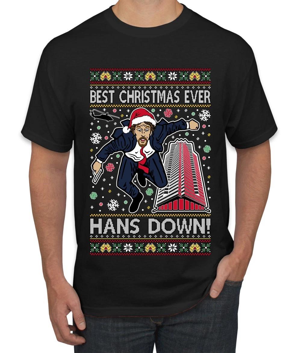Die Hard Best Christmas Ever Hans Down Nakatomi Ugly Christmas Men s T- Shirt M