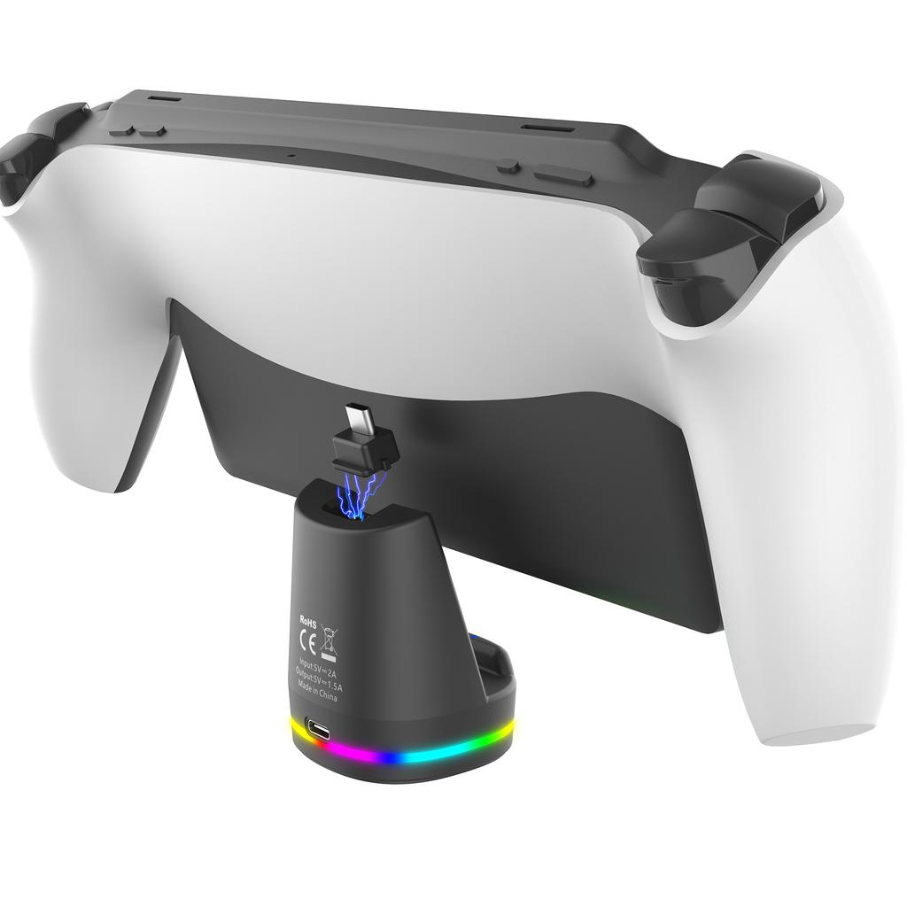 Colorful Charging Stand for PS5 Portal with Vibrant RGB Lighting Effects,Magnetic Contact Charging & Handle Charging Base