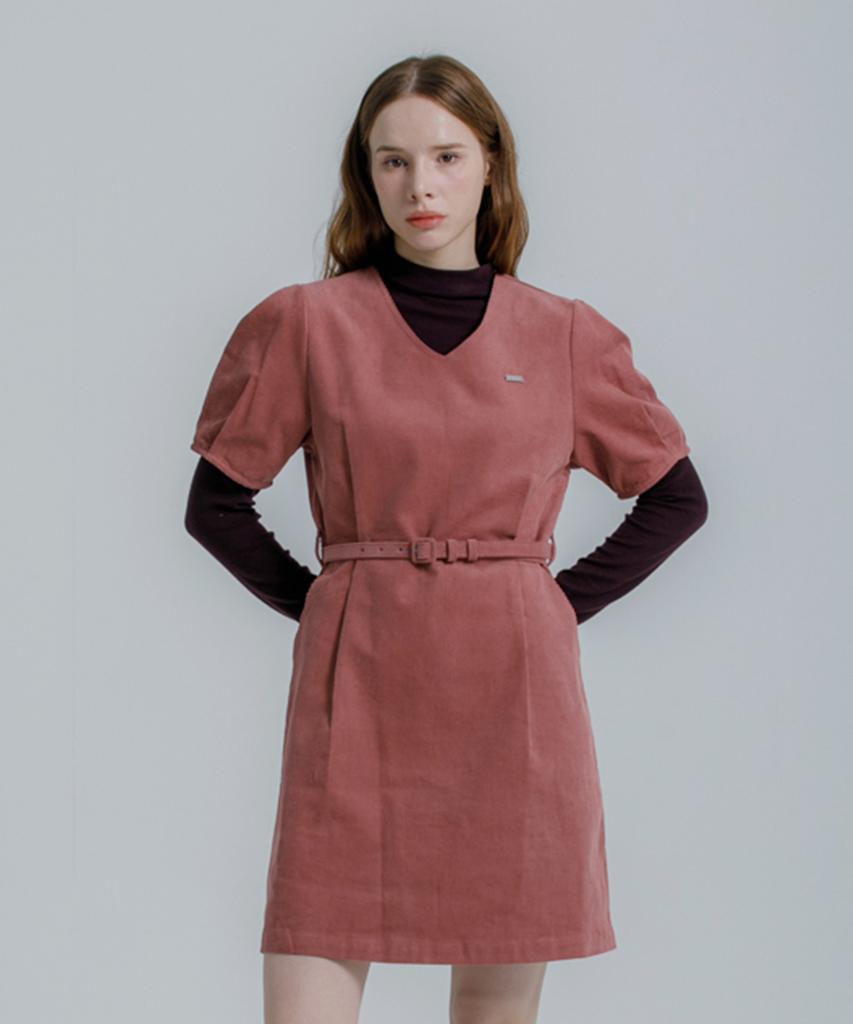 Eilubeu Corduroy Belted Midi Dress Aaqldr001P