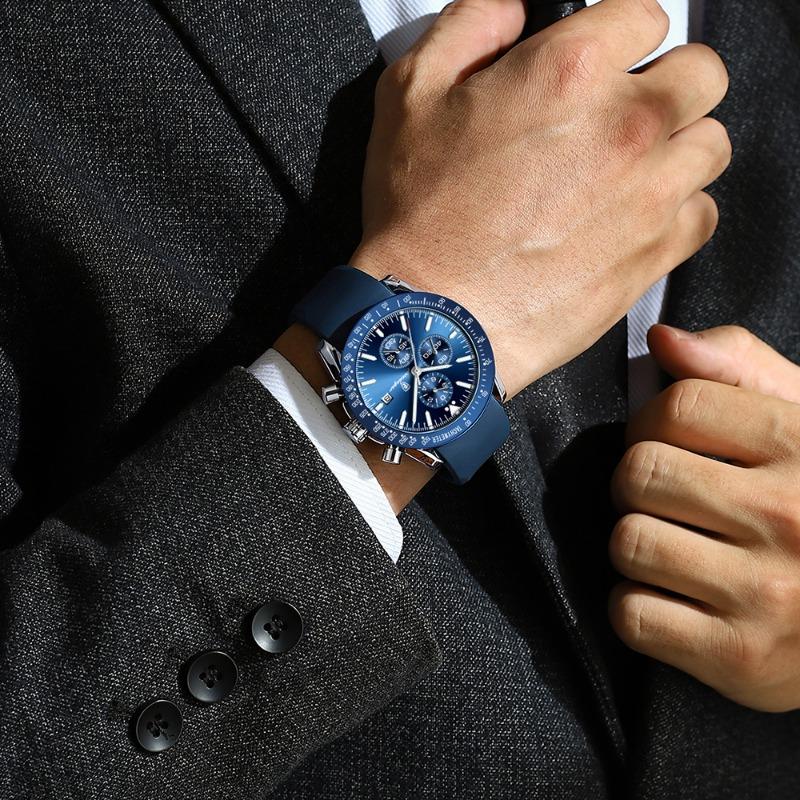 POEDAGAR Men Watch Fashion Sport Chronograph Silicone Quartz Watches Top Brand Luxury Waterproof Luminous Date Wristwatch