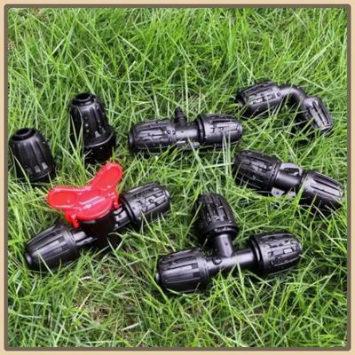 16mm PE Pipe Water-Saving Irrigation Fittings: 4-Point Hose, Valve, Reducing Tee, Six-Way Plug, Elbow Connector