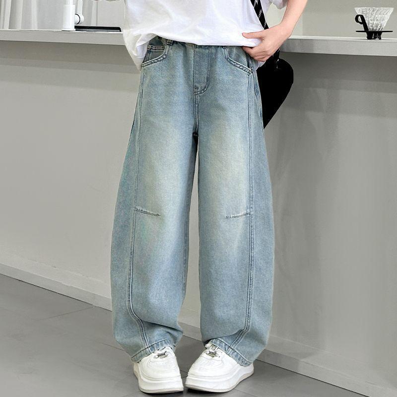 Girls Spring Summer Slim Jeans Wide Leg Pants Kids Thin Blade Knife Fashion Children Clothing Korean Style Long Pants Outdoor