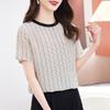 Fashion Striped Printed Silk T-shirt Women's Short-sleeved Summer Wear New Temperament Thin Mulberry Silk Top
