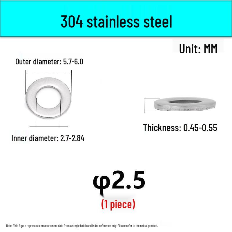 Stainless Steel 304/316 Flat Washers, M1.6-M48 Standard Sizes