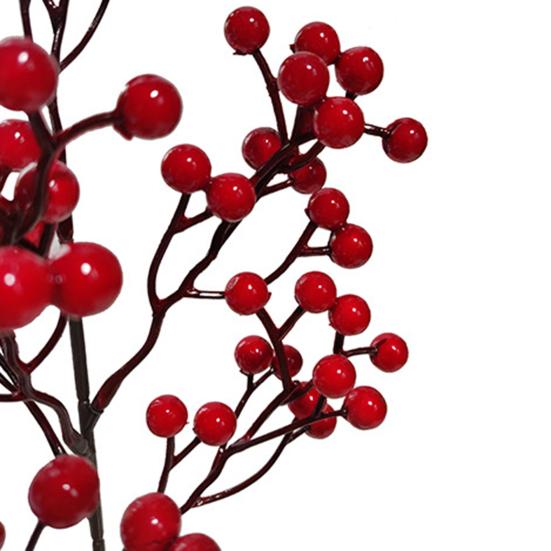 Artificial Red Berry Pick Christmas Holly Berries Stem Faux Plants Foam Berries Branch Xmas Holiday Wedding Party Home Decoration