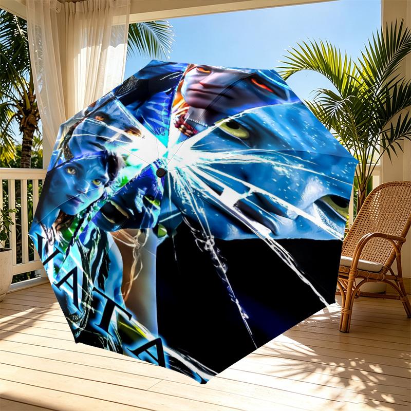 Avatar Print Automatic Open Close Umbrella, Portable Foldable Umbrella, for Outdoor Commute Camping Trip, Ideal Birthday Gift