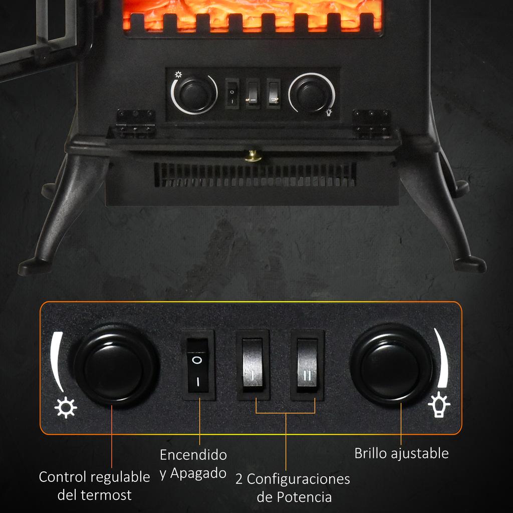 Decorative Fireplace, Flame Effect, Thermostat, Overheat Protection, 45 x 28 x 54 cm, Black
