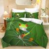 Home Textile Three-Piece Green Frog Cartoon Digital Printing Quilt Pillowcase Bedding
