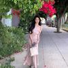 French Swan Neck One-Shoulder Summer Dress: Pleated, Waist-Cinching, Hip-Hugging Style for a Chic Look