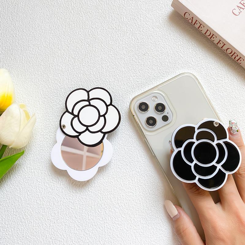 Mobile Phone Airbag Bracket Japanese Small Fresh Wind Black And White Simple Desktop Watching Dramas Chasing Dramas Portable Mirror Sticker