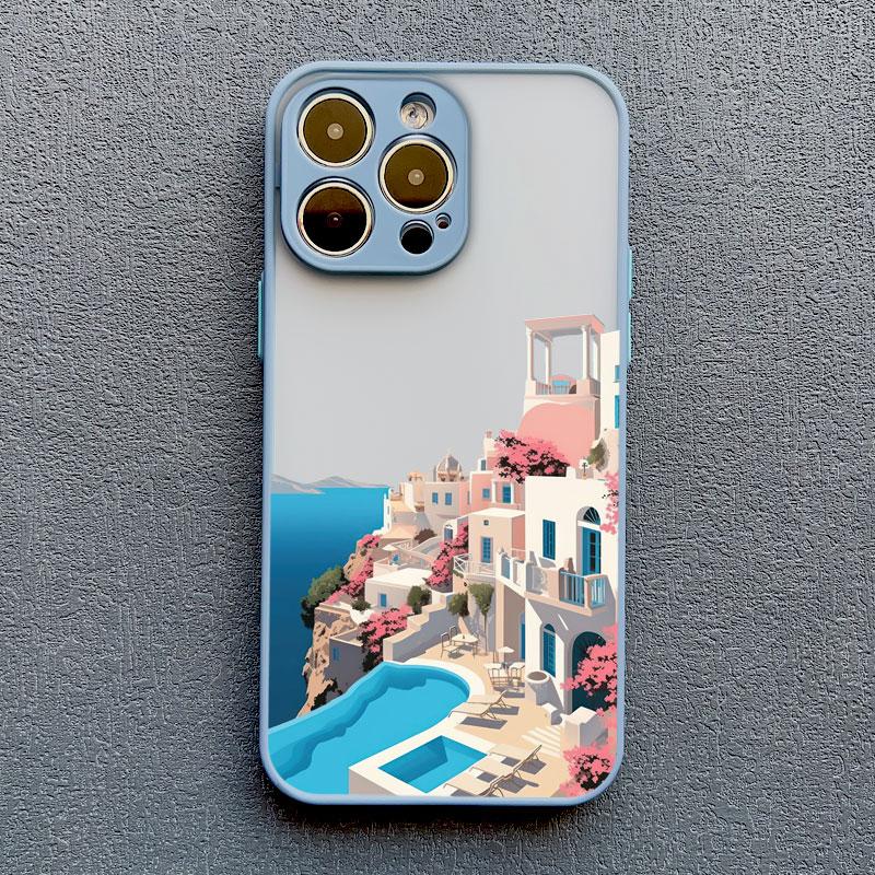 Urban Seaside Town Phone Case For iPhone 16 15 14 13 12 11 Pro Max Mini X XS XR SE 7 8 Plus Shockproof Matte Hard Cover Fundas