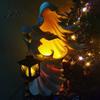 Resin Night Lights for Patio Halloween Ghost Messenger Figurine, Witch Statue with Lantern, Waterproof Indoor Outdoor Whimsical Party Decor