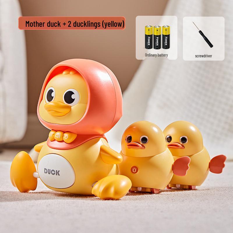 Children's Musical Crawling Duck Toy with Magnetic Suction and Lights for Early Education