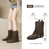 Augustine Western Cowboy Boots Women's 2025 New Autumn Pointed Maillard Skinny Boots Retro Pants Short Boots