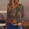 Women's T Shirt Tee Button Long Sleeve Daily Weekend Fashion Basic V- Neck Regular Top