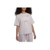Nike Sportswear Classics Alphanumeric Print Short Sleeve Crew Neck T-Shirt With Dropped Shoulders Women Tops Grey Purple FQ6601-019