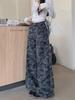 Damen Winterjeans mit hoher Taille und weitem Bein in Camouflage