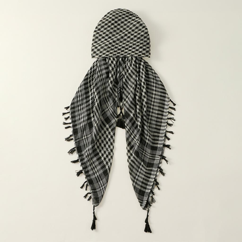 New Modal Ethnic Keffiyeh Hat Caps Head Fringed Arafat Hijab Scarf Arabian Head Cover Dustproof Headwrap Muslim Arab Bandana