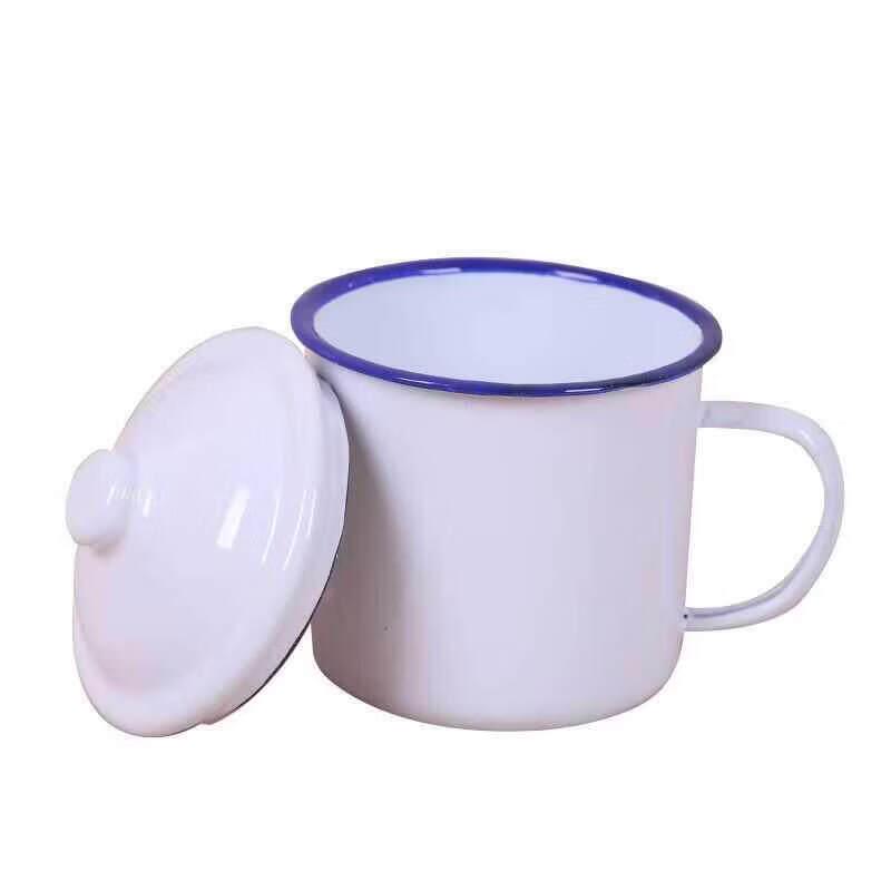 Vintage Enamel Tea Mug with Lid