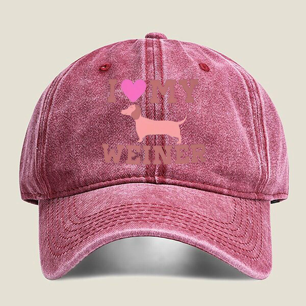 I Love My Weiner Dog Fashion Washed Baseball Cap Hat Outdoor Activities One Size