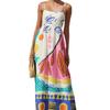 Women's Boho Floral Beach Sundress Sleeveless Summer  Maxi Dress Spaghetti Straps Casual Smocked Flowy A-Line Dress Party Long Dresses for Women