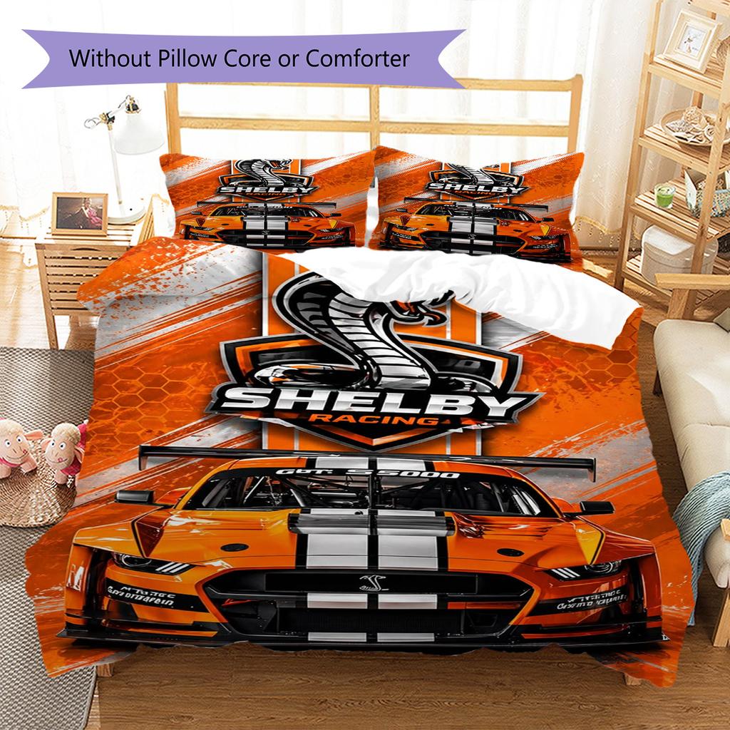 Shelby Racing Pattern Bedding Set Quilt Cover Pillowcase Home Decor Gift (1 * duvet cover + 2 * pillowcase, without core)
