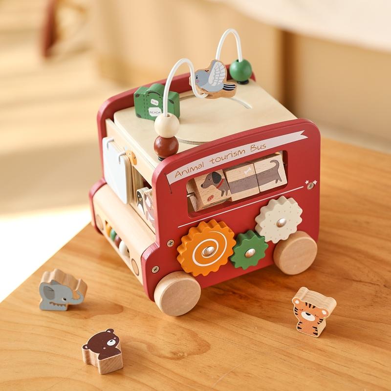 Montessori Beschäftigungsspielzeug Lernspiele Bus 5 in 1 Beschäftigungsbox Spielzeug Montessori Holzspielzeug Kinderspielzeug Babyspielzeug 0 12 Monate Geschenke Kinder