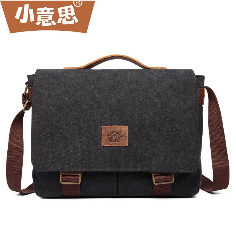 Канвасная сумка-мессенджер для мужчин - Ретро сумка через плечо, Ручная и регулируемая лямка, Повседневная дорожная сумка для мужчин чёрный